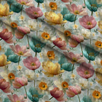 Bunny Blooms Pattern 46 Fleece Fabric — fleece fabric folded close-up preview (mv-fleece-v1:lying)