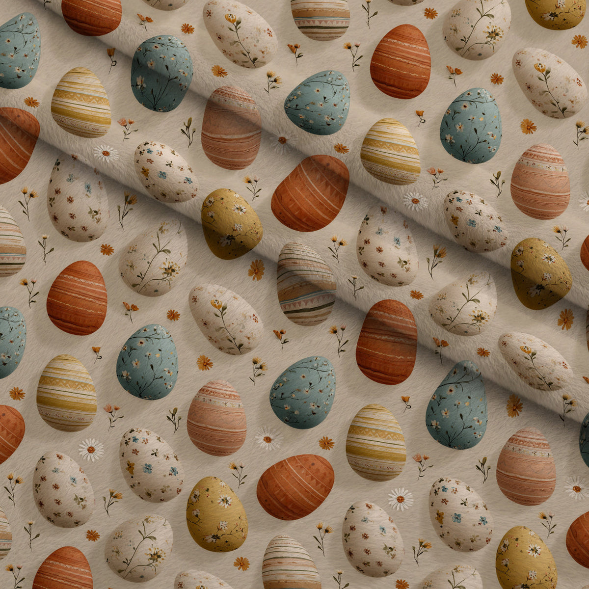 Bunny Blooms Pattern 5 Fleece Fabric — fleece fabric folded close-up preview (mv-fleece-v1:lying)
