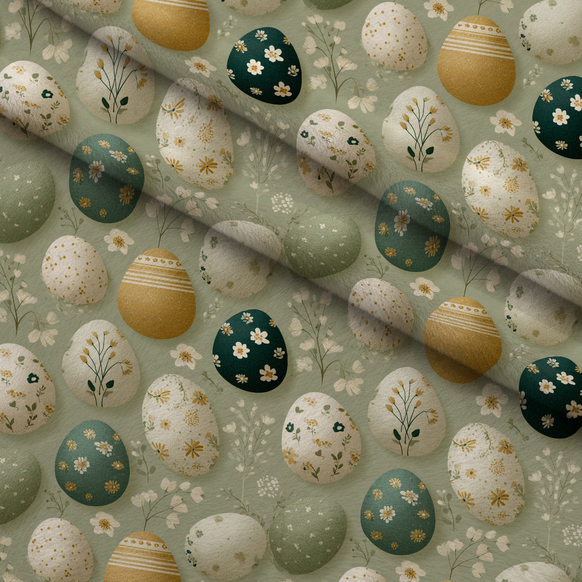 Bunny Blooms Pattern 6 Fleece Fabric — fleece fabric folded close-up preview (mv-fleece-v1:lying)