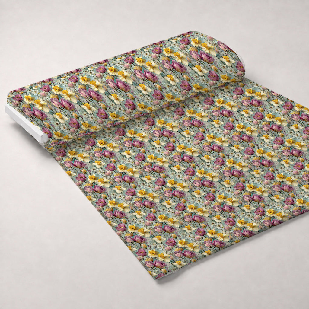 Bunny Blooms Pattern 7 Fleece Fabric — fleece fabric unrolled bolt preview (mv-fleece-v1:bolt)