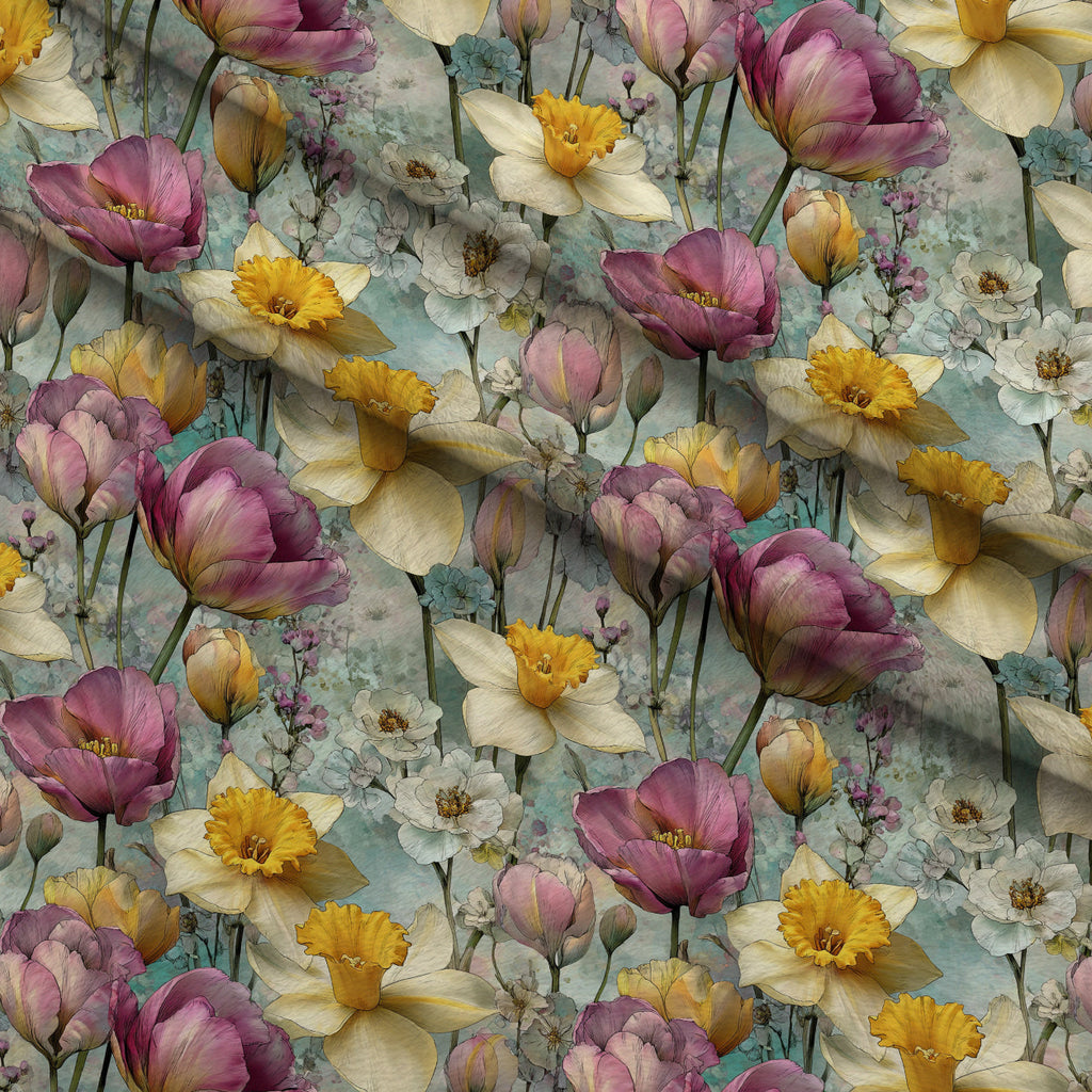 Bunny Blooms Pattern 7 Fleece Fabric — fleece fabric folded close-up preview (mv-fleece-v1:lying)