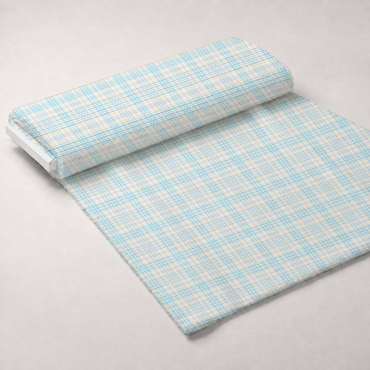 Buttercream Plaid Pattern 20 Fleece Fabric — fleece fabric unrolled bolt preview (mv-fleece-v1:bolt)