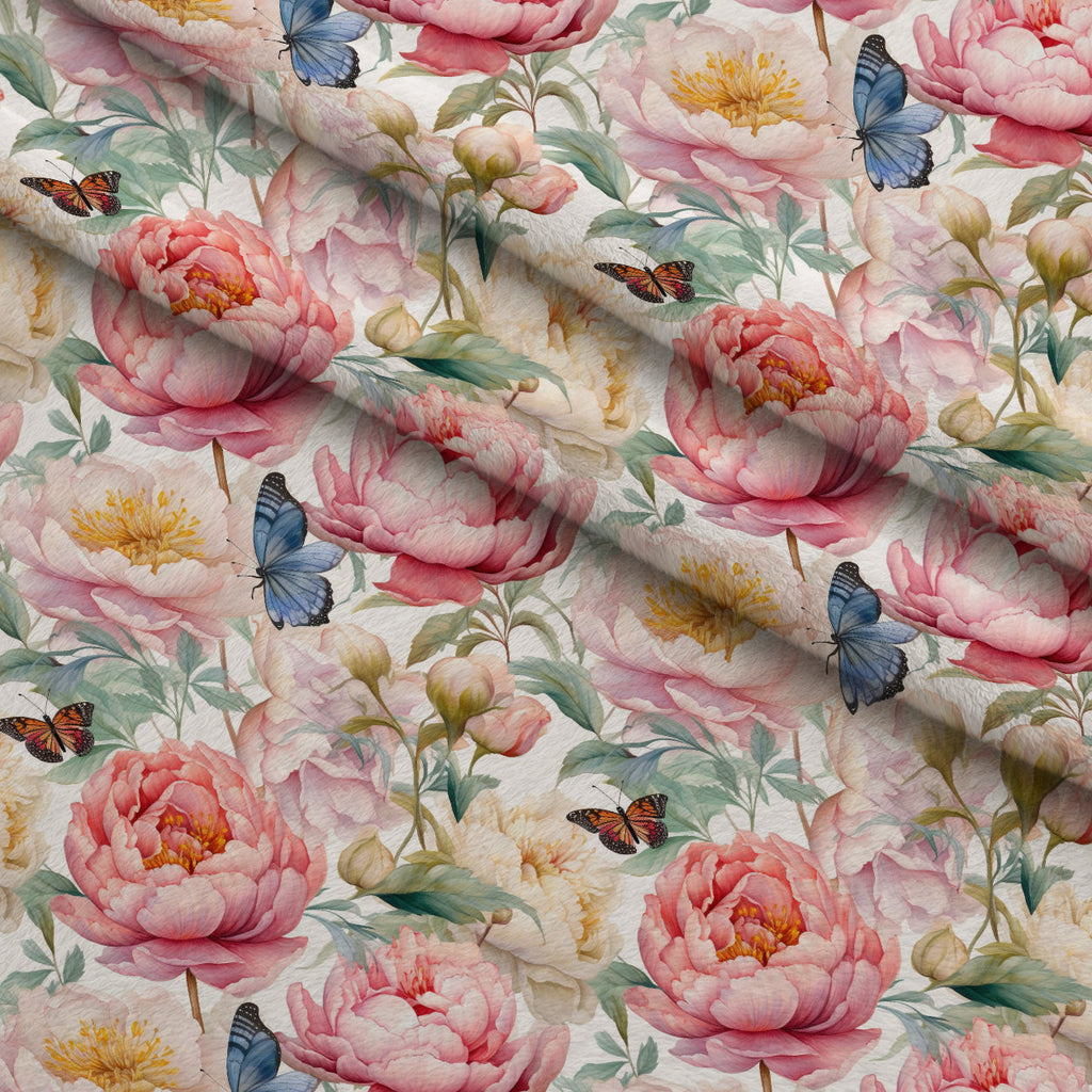 Butterfly Dance Pattern 1 Fleece Fabric — fleece fabric folded close-up preview (mv-fleece-v1:lying)
