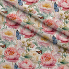 Butterfly Dance Pattern 1 Fleece Fabric — fleece fabric folded close-up preview (mv-fleece-v1:lying)