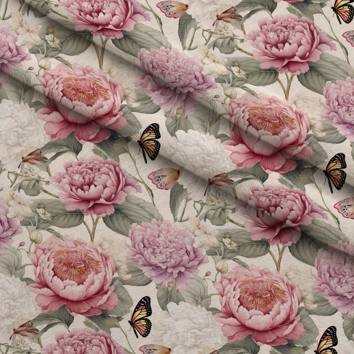 Butterfly Dance Pattern 10 Fleece Fabric — fleece fabric folded close-up preview (mv-fleece-v1:lying)