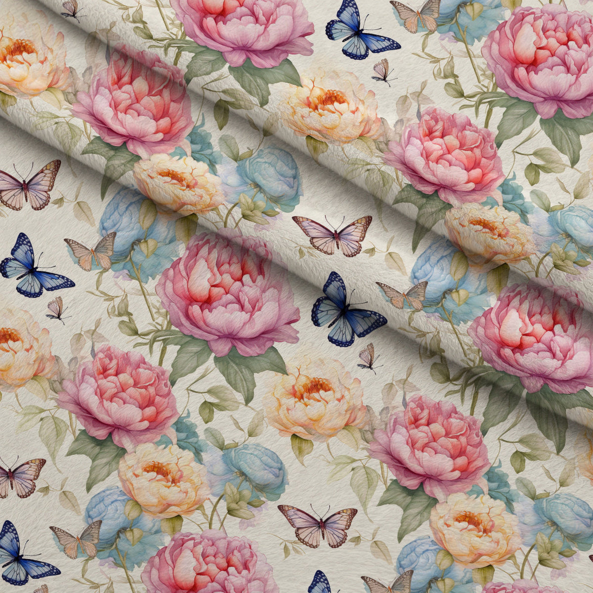 Butterfly Dance Pattern 11 Fleece Fabric — fleece fabric folded close-up preview (mv-fleece-v1:lying)
