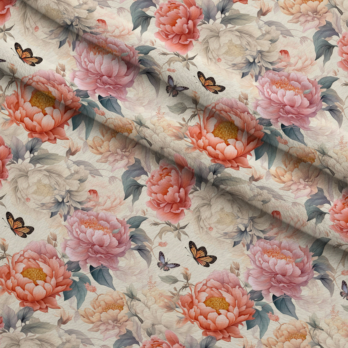 Butterfly Dance Pattern 12 Fleece Fabric — fleece fabric folded close-up preview (mv-fleece-v1:lying)