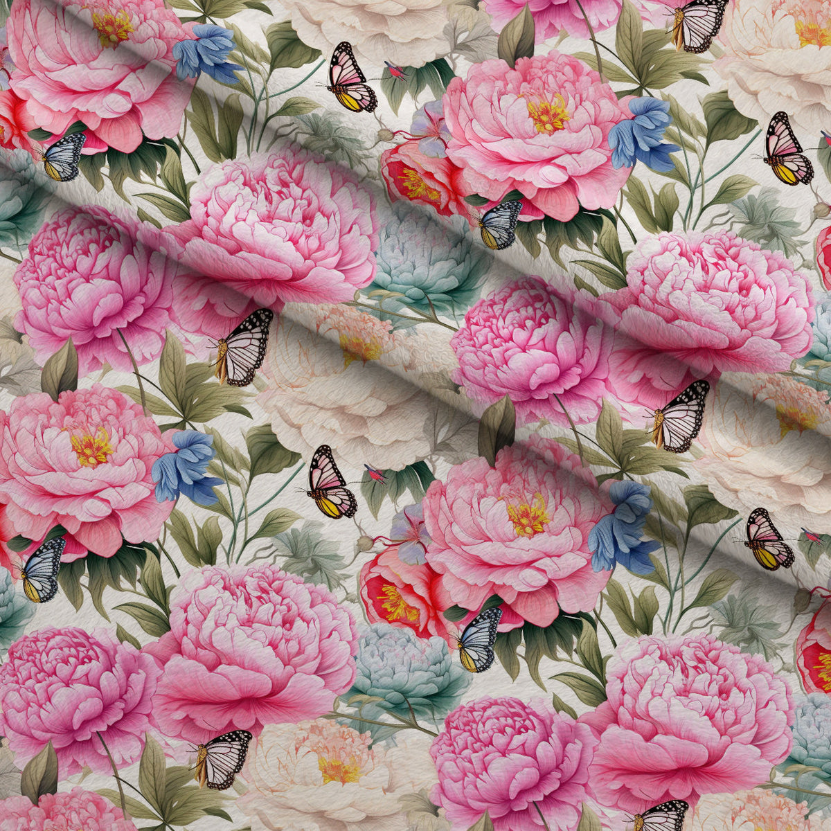 Butterfly Dance Pattern 2 Fleece Fabric — fleece fabric folded close-up preview (mv-fleece-v1:lying)