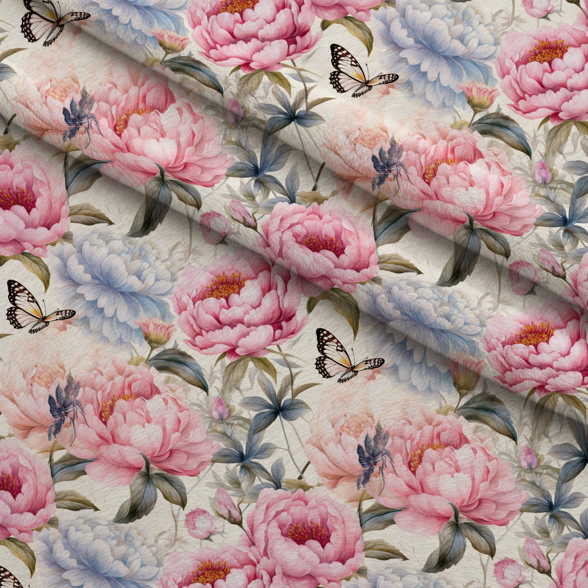 Butterfly Dance Pattern 5 Fleece Fabric — fleece fabric folded close-up preview (mv-fleece-v1:lying)