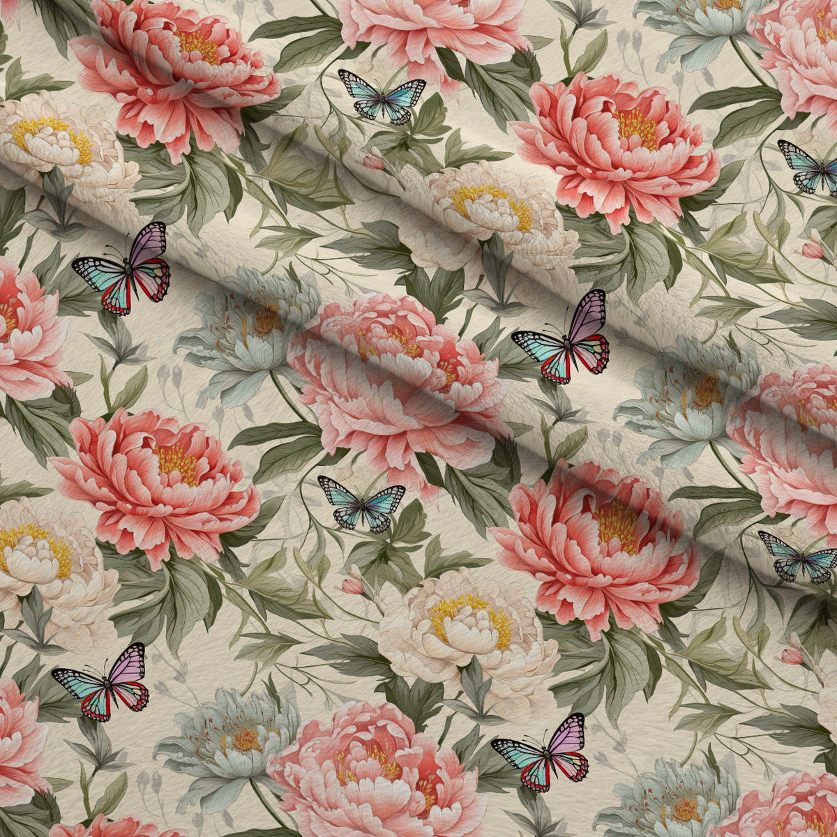 Butterfly Dance Pattern 6 Fleece Fabric — fleece fabric folded close-up preview (mv-fleece-v1:lying)