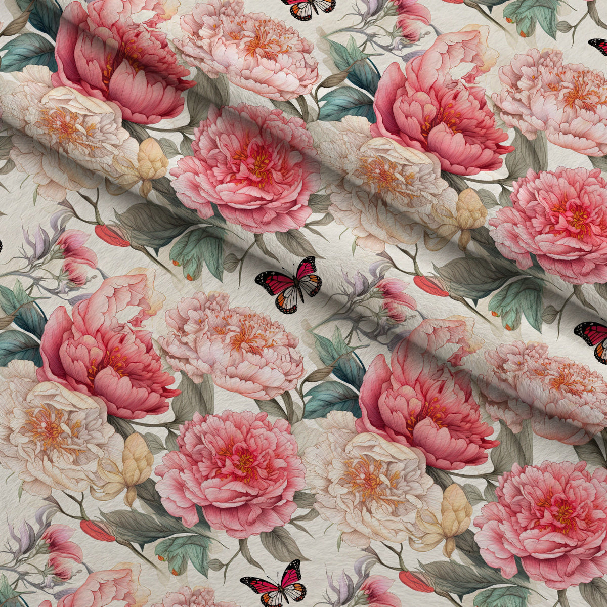 Butterfly Dance Pattern 9 Fleece Fabric — fleece fabric folded close-up preview (mv-fleece-v1:lying)