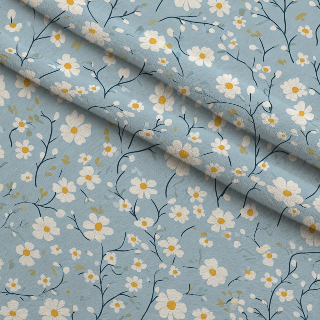 Buttermilk Blossoms Pattern 1 Fleece Fabric — fleece fabric folded close-up preview (mv-fleece-v1:lying)