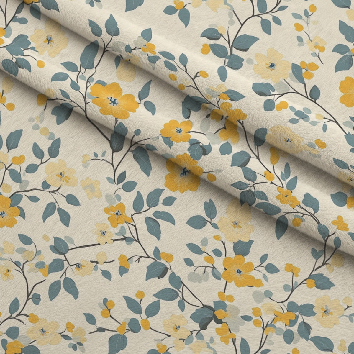 Buttermilk Blossoms Pattern 10 Fleece Fabric — fleece fabric folded close-up preview (mv-fleece-v1:lying)