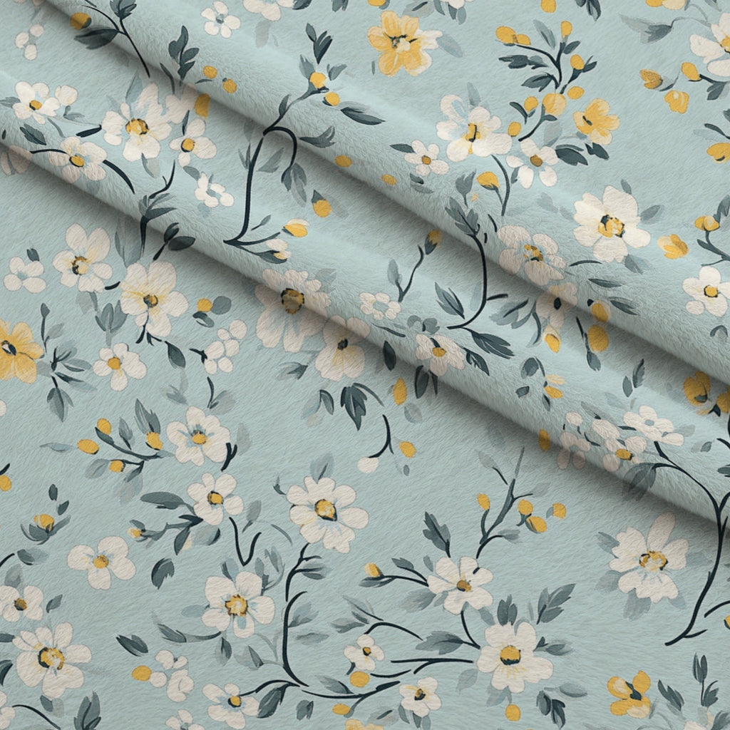 Buttermilk Blossoms Pattern 12 Fleece Fabric — fleece fabric folded close-up preview (mv-fleece-v1:lying)