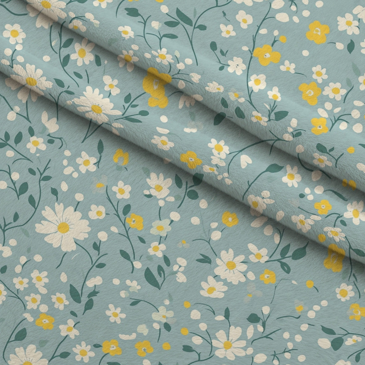 Buttermilk Blossoms Pattern 13 Fleece Fabric — fleece fabric folded close-up preview (mv-fleece-v1:lying)