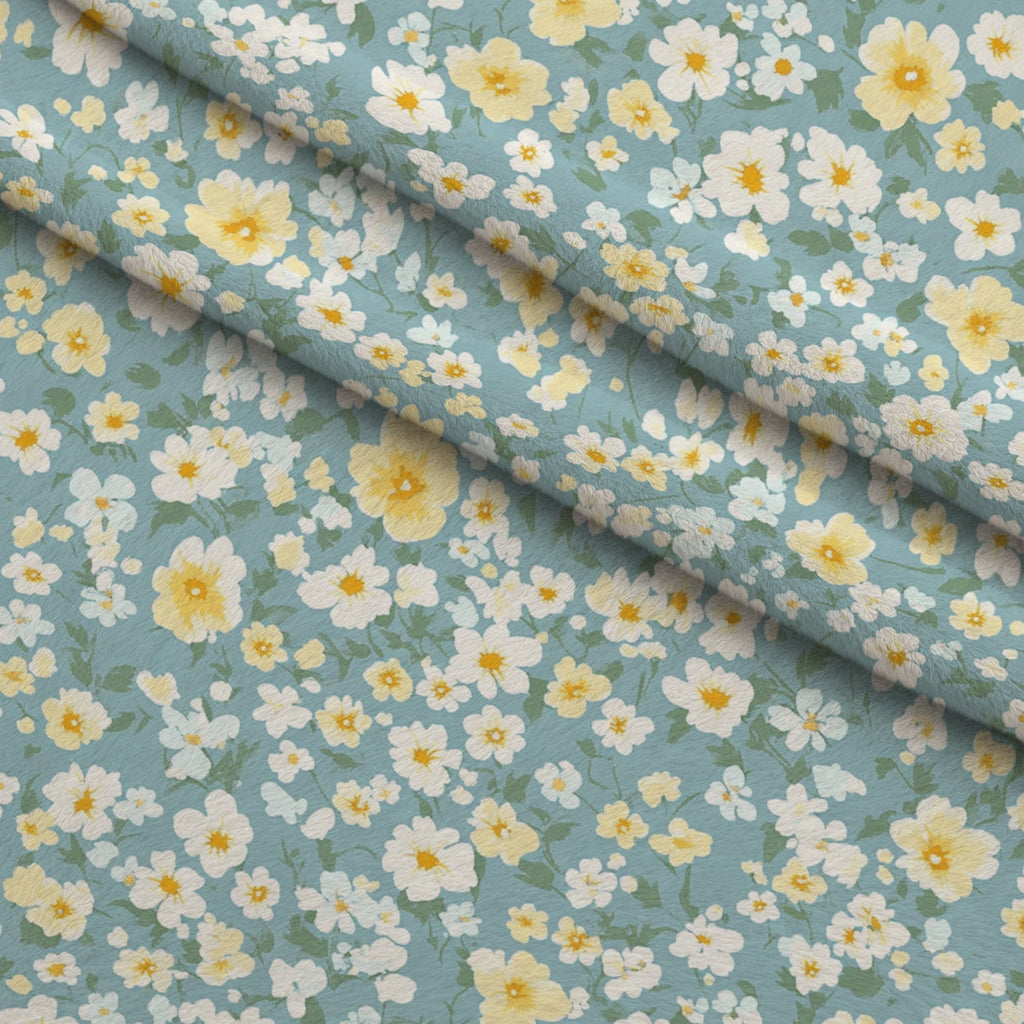Buttermilk Blossoms Pattern 14 Fleece Fabric — fleece fabric folded close-up preview (mv-fleece-v1:lying)