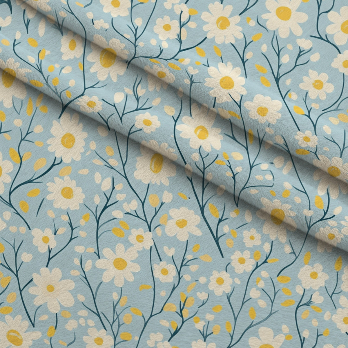 Buttermilk Blossoms Pattern 15 Fleece Fabric — fleece fabric folded close-up preview (mv-fleece-v1:lying)