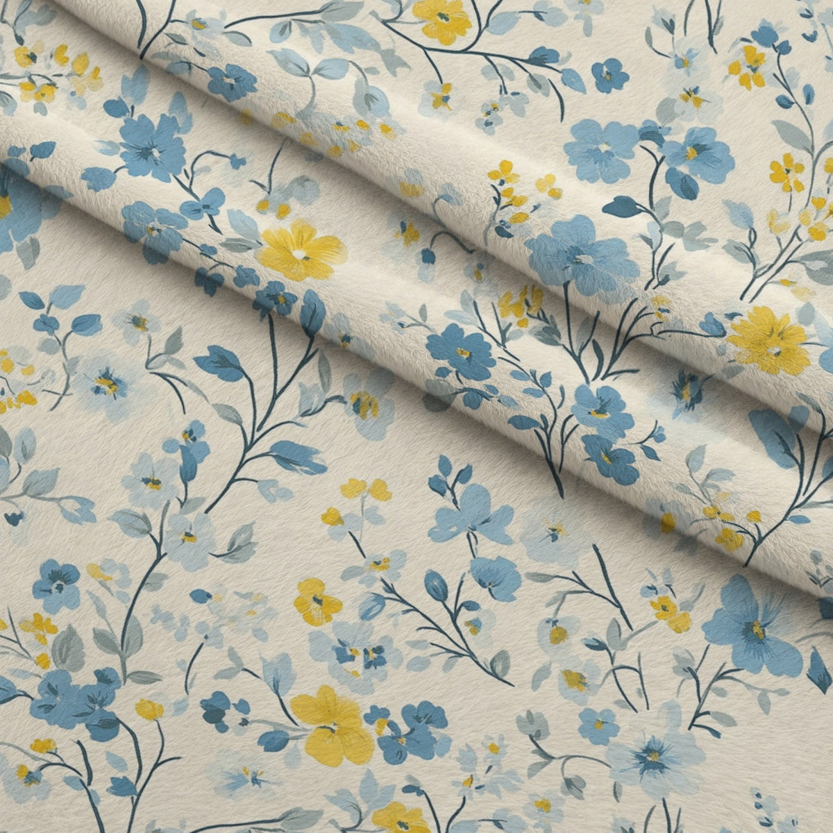 Buttermilk Blossoms Pattern 17 Fleece Fabric — fleece fabric folded close-up preview (mv-fleece-v1:lying)
