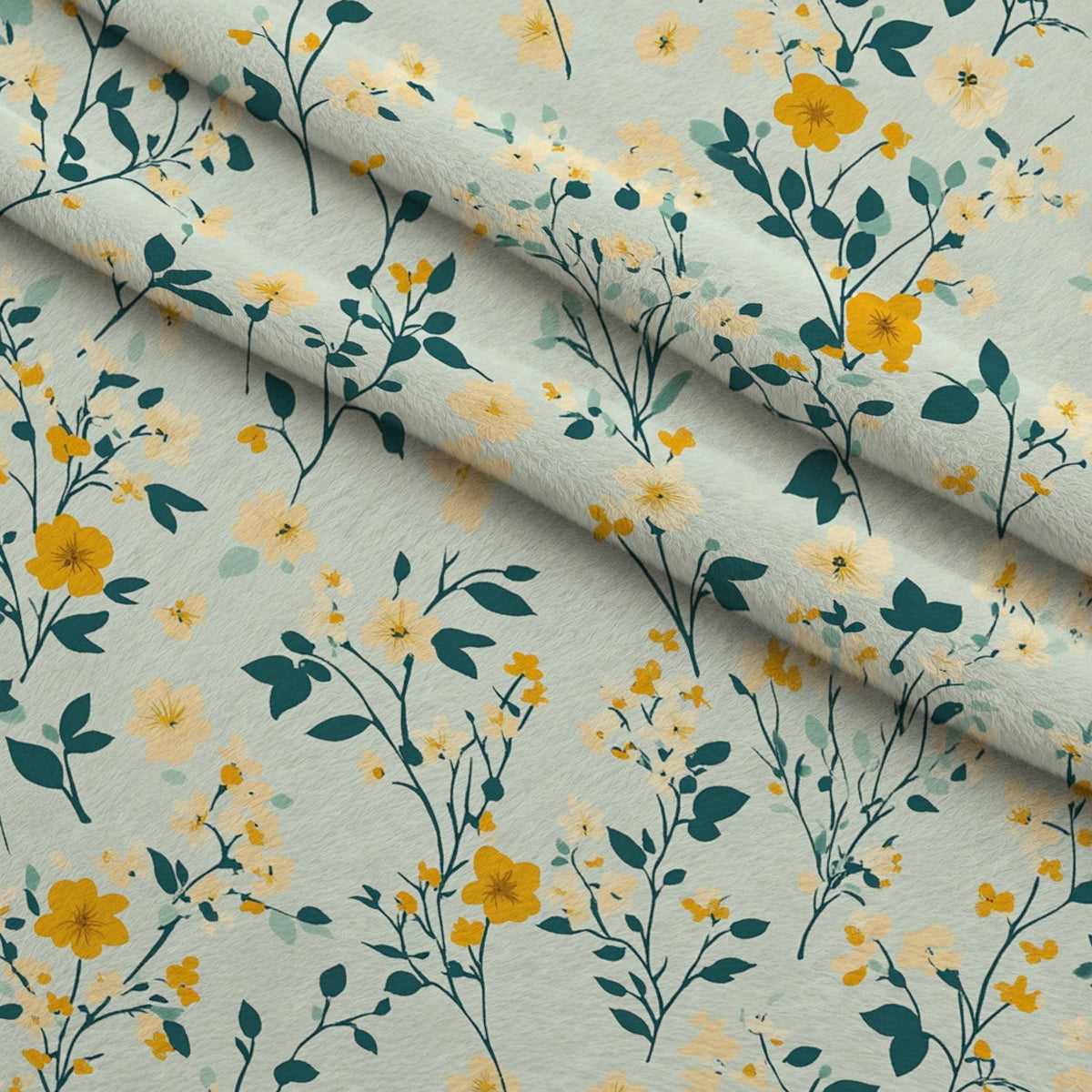 Buttermilk Blossoms Pattern 18 Fleece Fabric — fleece fabric folded close-up preview (mv-fleece-v1:lying)