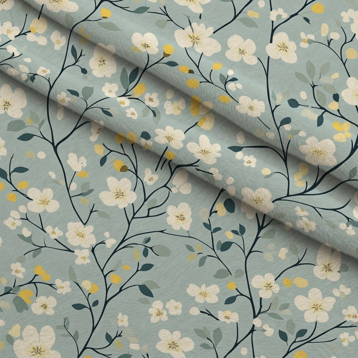 Buttermilk Blossoms Pattern 19 Fleece Fabric — fleece fabric folded close-up preview (mv-fleece-v1:lying)