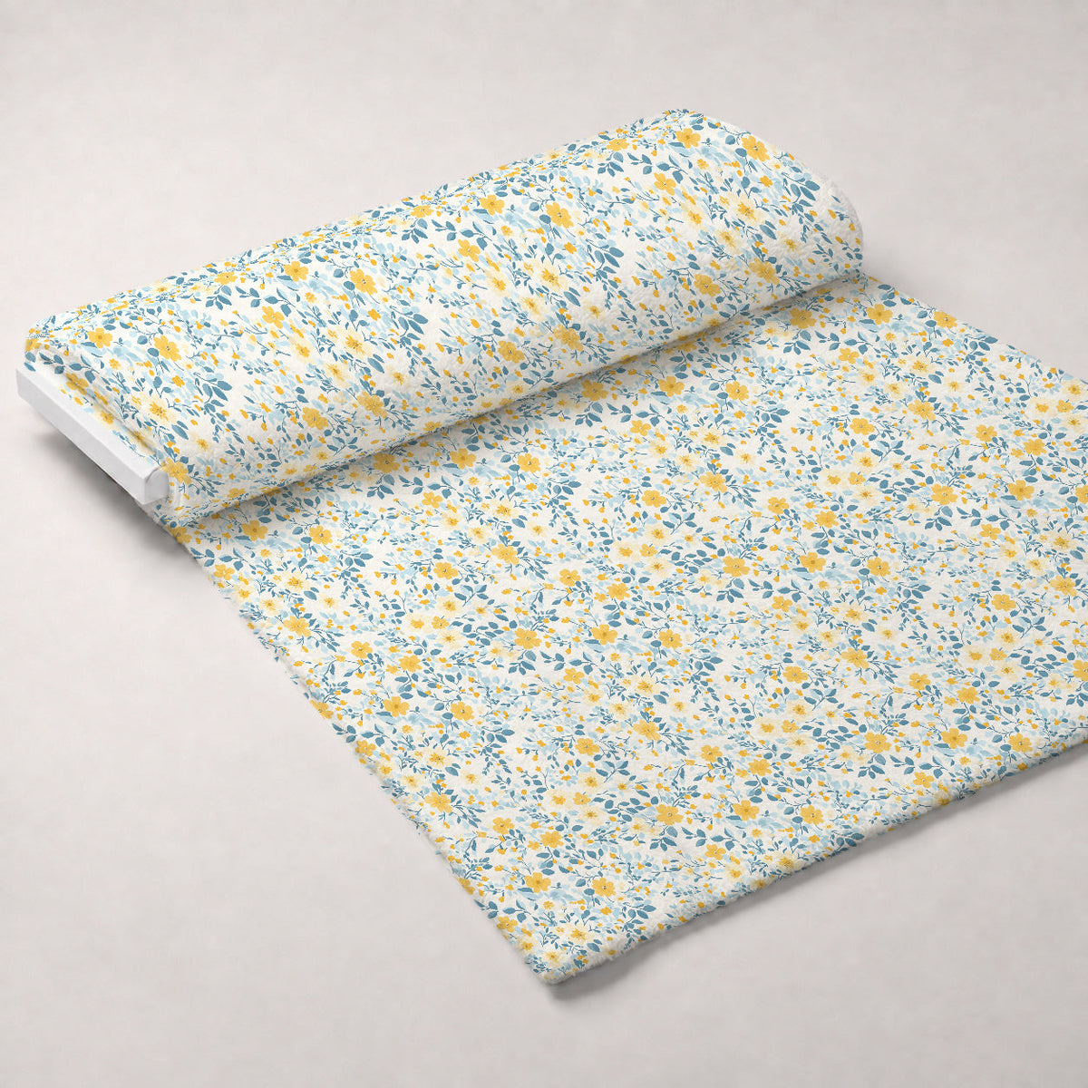 Buttermilk Blossoms Pattern 2 Fleece Fabric — fleece fabric unrolled bolt preview (mv-fleece-v1:bolt)
