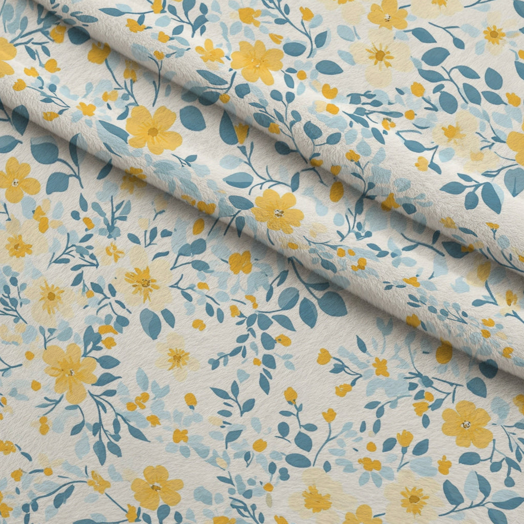 Buttermilk Blossoms Pattern 2 Fleece Fabric — fleece fabric folded close-up preview (mv-fleece-v1:lying)
