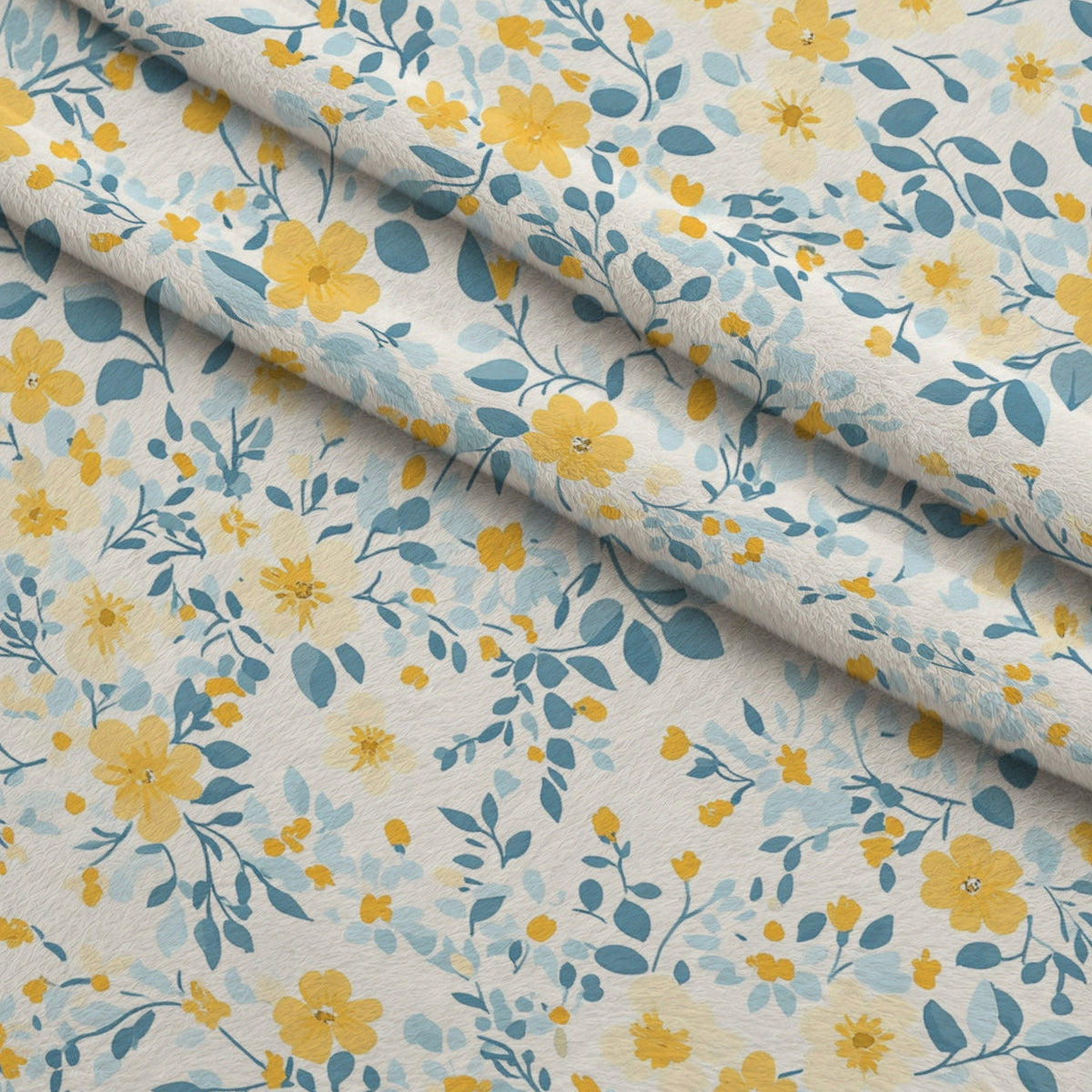 Buttermilk Blossoms Pattern 2 Fleece Fabric — fleece fabric folded close-up preview (mv-fleece-v1:lying)