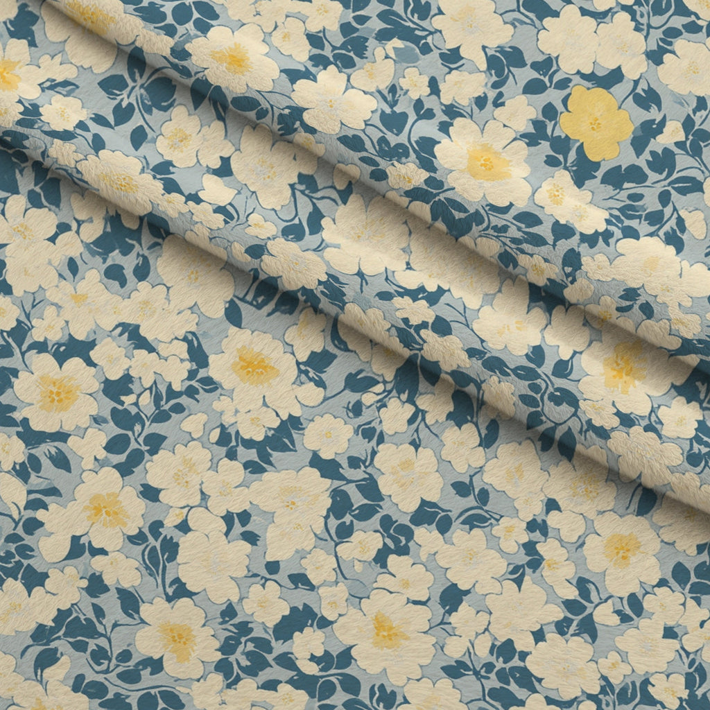 Buttermilk Blossoms Pattern 20 Fleece Fabric — fleece fabric folded close-up preview (mv-fleece-v1:lying)