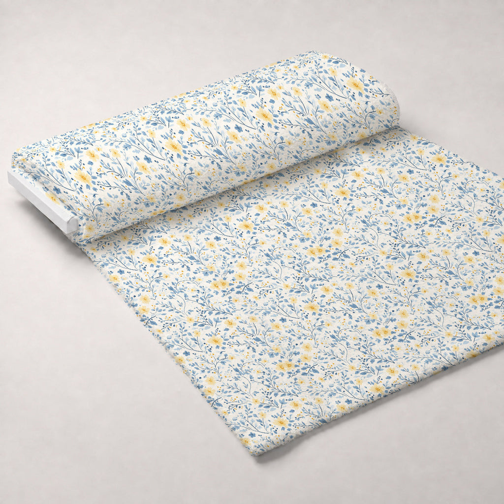 Buttermilk Blossoms Pattern 3 Fleece Fabric — fleece fabric unrolled bolt preview (mv-fleece-v1:bolt)