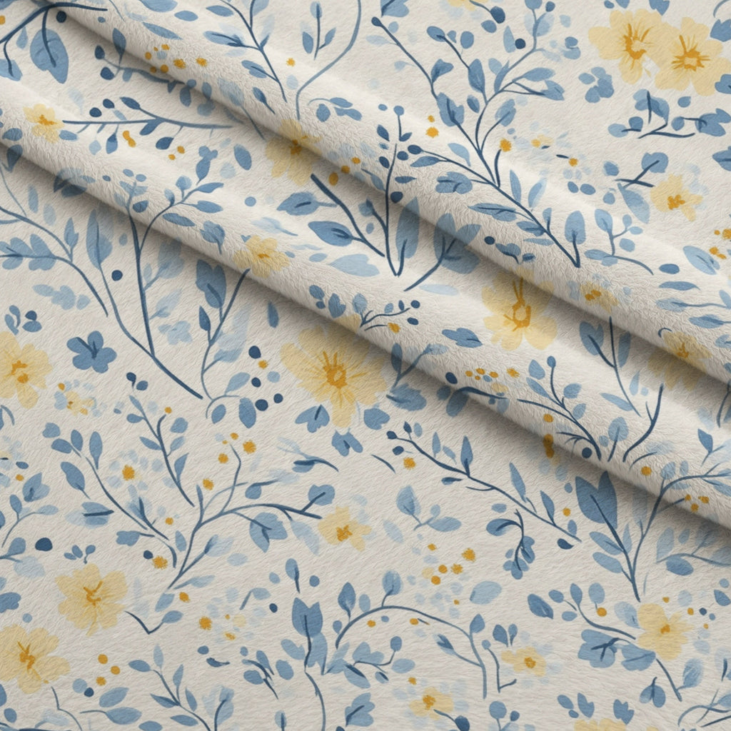 Buttermilk Blossoms Pattern 3 Fleece Fabric — fleece fabric folded close-up preview (mv-fleece-v1:lying)
