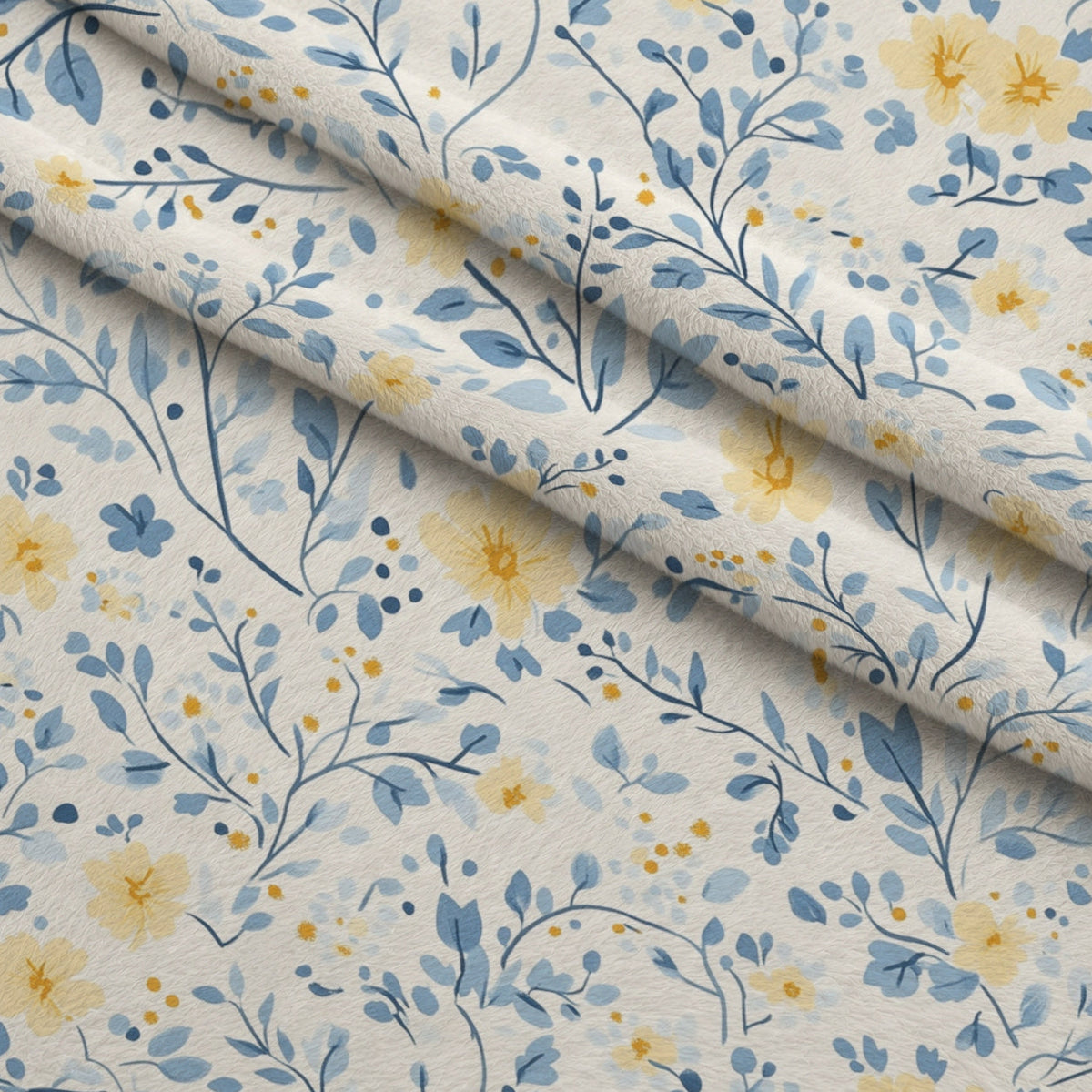 Buttermilk Blossoms Pattern 3 Fleece Fabric — fleece fabric folded close-up preview (mv-fleece-v1:lying)