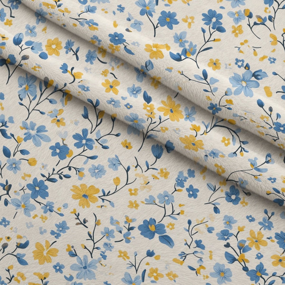 Buttermilk Blossoms Pattern 4 Fleece Fabric — fleece fabric folded close-up preview (mv-fleece-v1:lying)