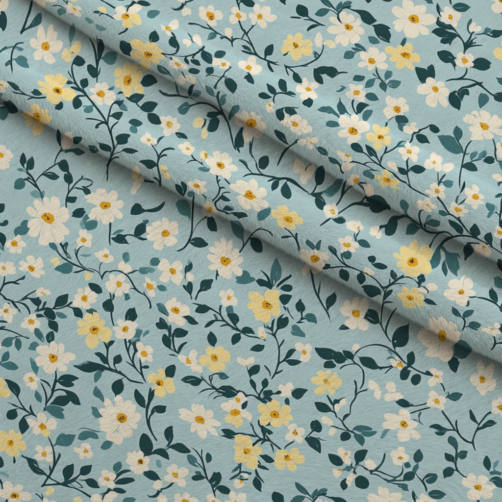 Buttermilk Blossoms Pattern 5 Fleece Fabric — fleece fabric folded close-up preview (mv-fleece-v1:lying)