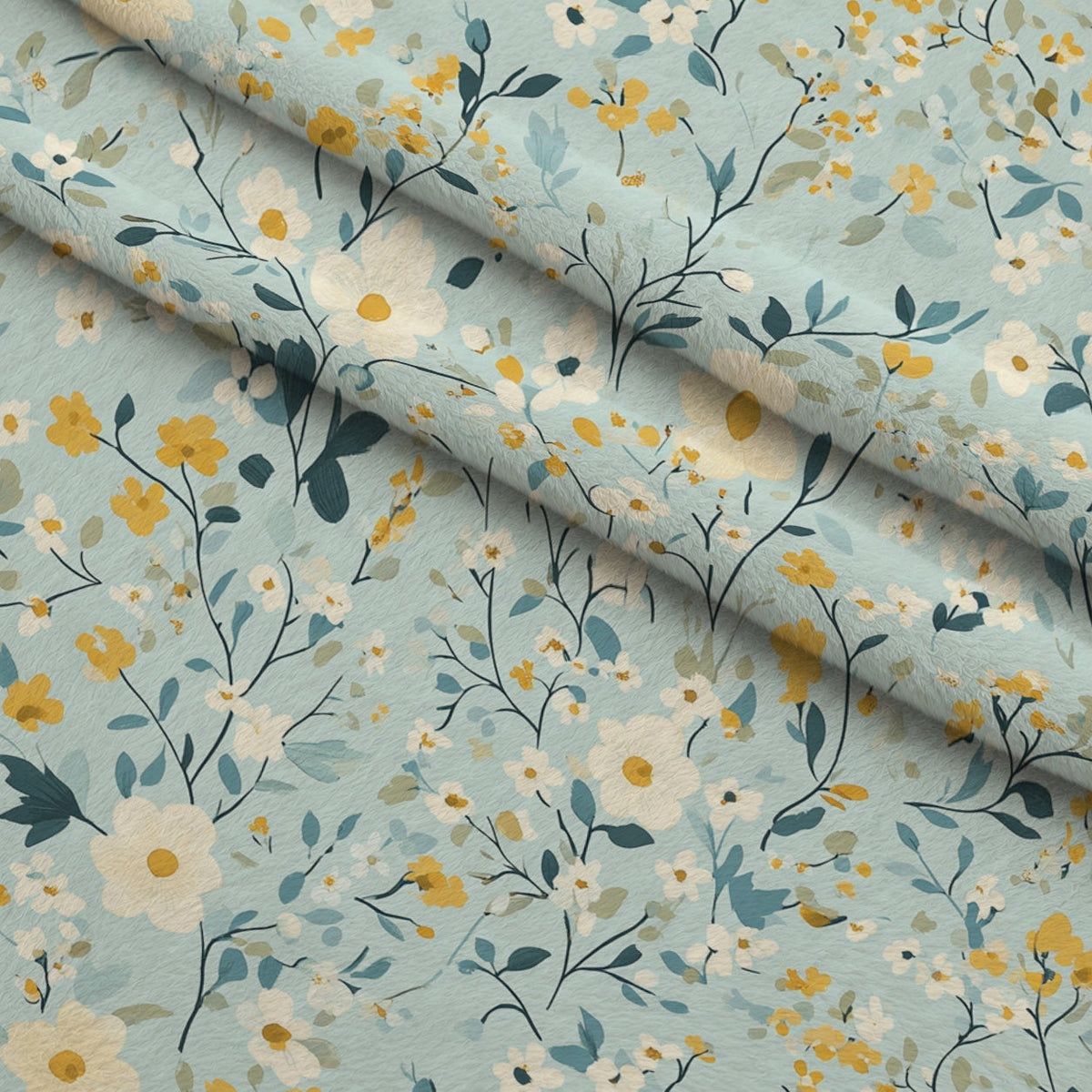 Buttermilk Blossoms Pattern 6 Fleece Fabric — fleece fabric folded close-up preview (mv-fleece-v1:lying)