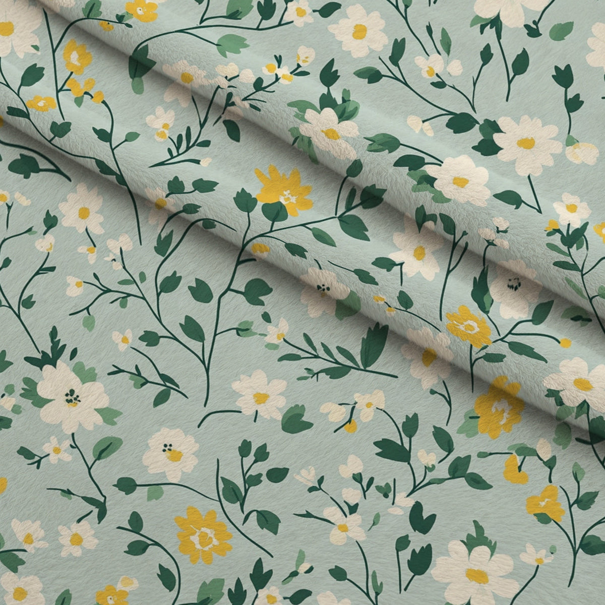 Buttermilk Blossoms Pattern 7 Fleece Fabric — fleece fabric folded close-up preview (mv-fleece-v1:lying)