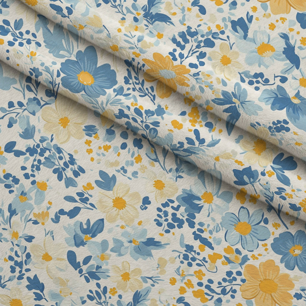 Buttermilk Blossoms Pattern 8 Fleece Fabric — fleece fabric folded close-up preview (mv-fleece-v1:lying)