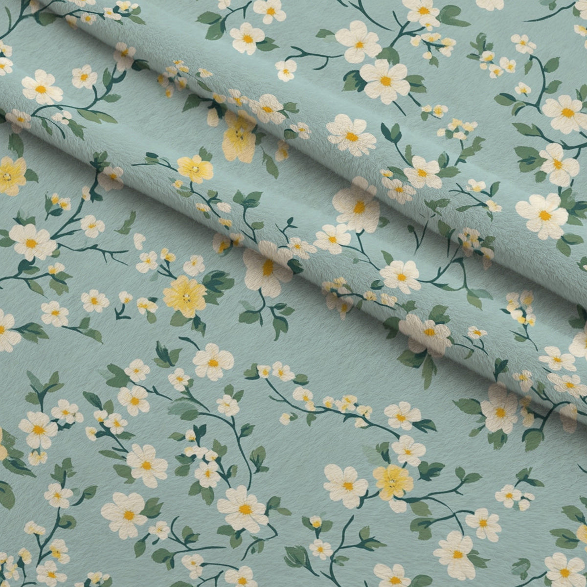Buttermilk Blossoms Pattern 9 Fleece Fabric — fleece fabric folded close-up preview (mv-fleece-v1:lying)