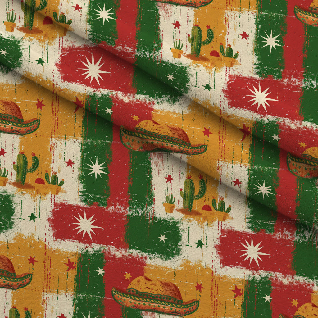 Cactus Fiesta Pattern 10 Fleece Fabric — fleece fabric folded close-up preview (mv-fleece-v1:lying)