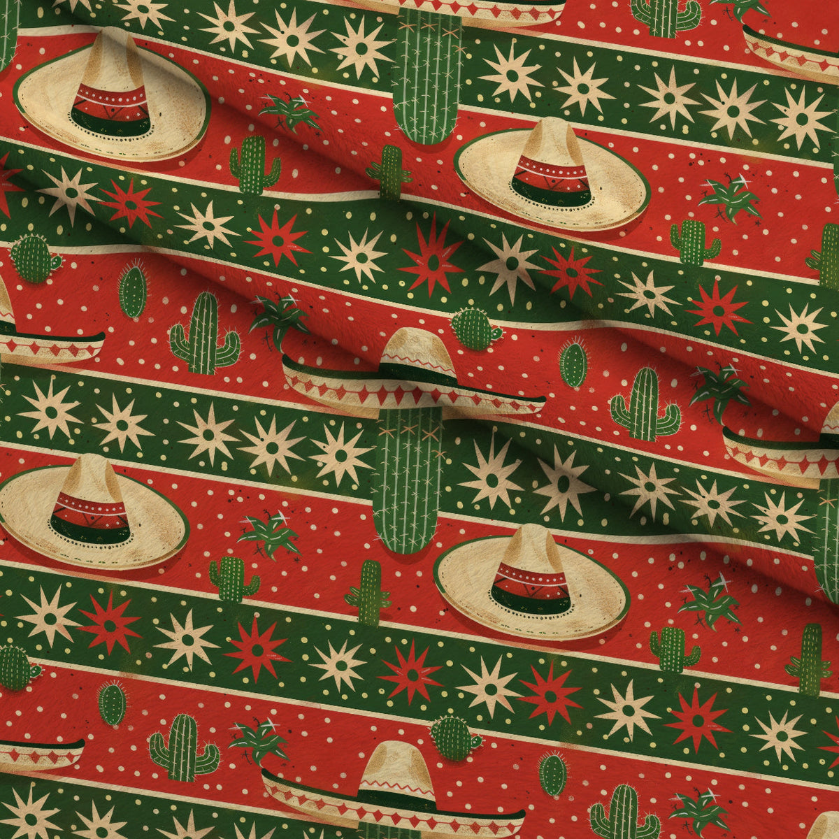 Cactus Fiesta Pattern 12 Fleece Fabric — fleece fabric folded close-up preview (mv-fleece-v1:lying)
