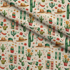 Cactus Fiesta Pattern 13 Fleece Fabric — fleece fabric folded close-up preview (mv-fleece-v1:lying)