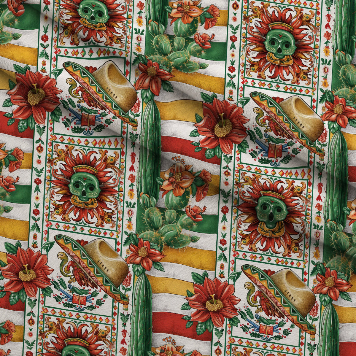 Cactus Fiesta Pattern 15 Fleece Fabric — fleece fabric folded close-up preview (mv-fleece-v1:lying)