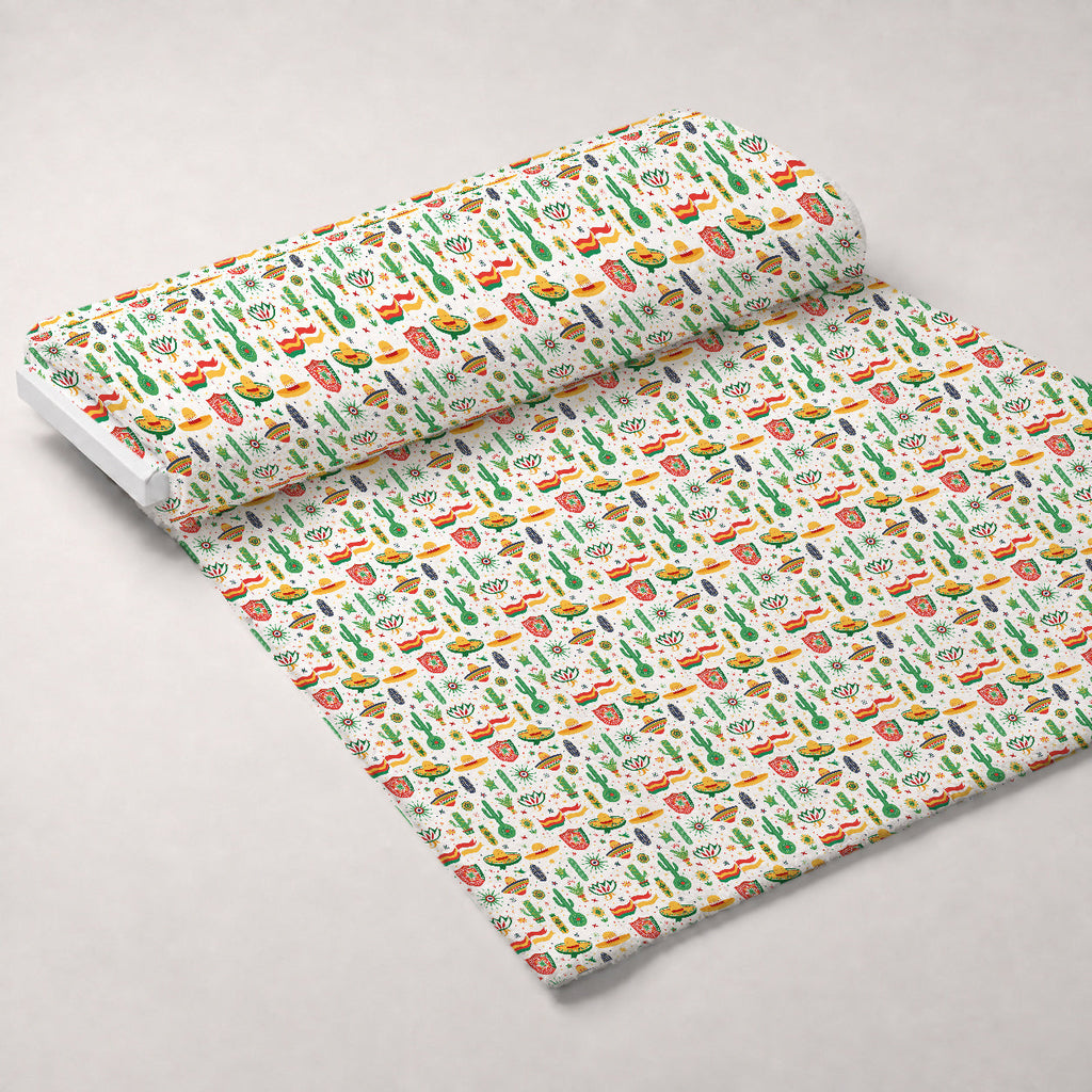 Cactus Fiesta Pattern 16 Fleece Fabric — fleece fabric unrolled bolt preview (mv-fleece-v1:bolt)