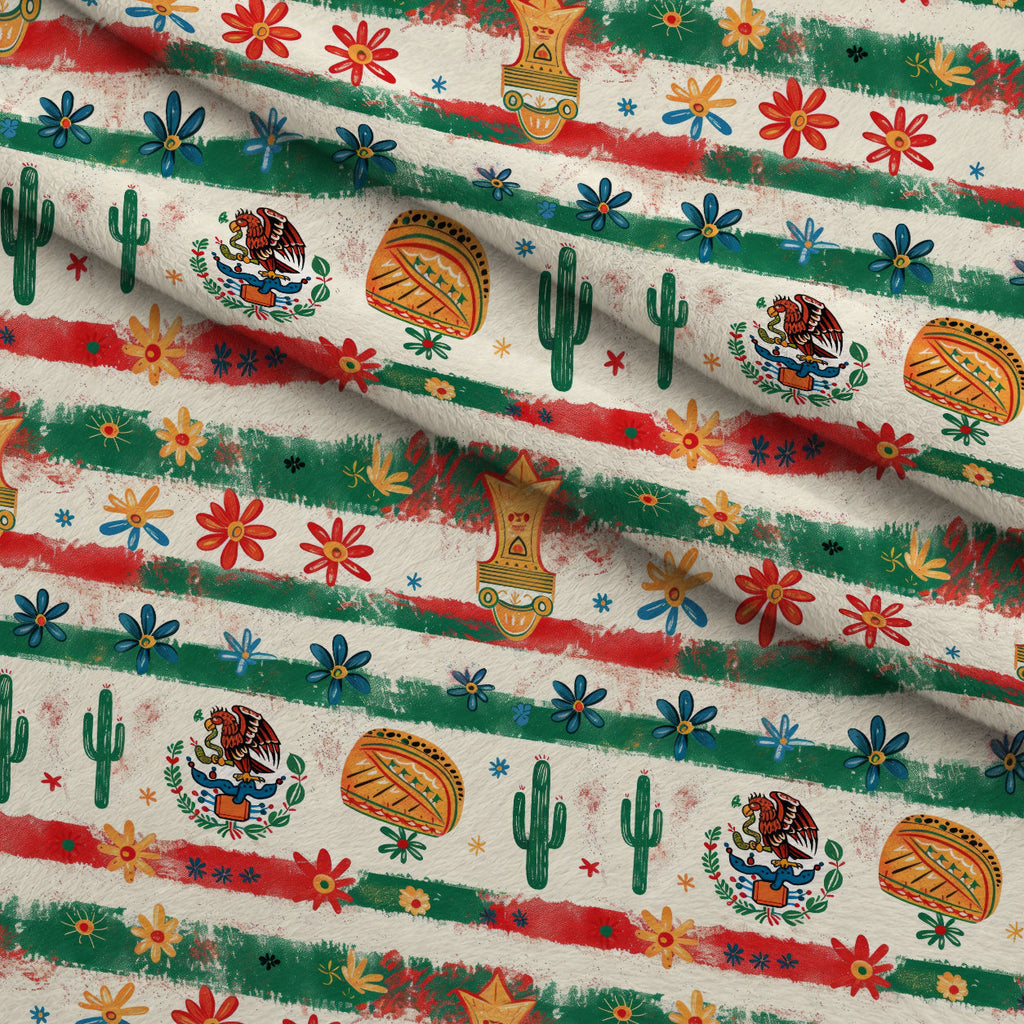 Cactus Fiesta Pattern 18 Fleece Fabric — fleece fabric folded close-up preview (mv-fleece-v1:lying)