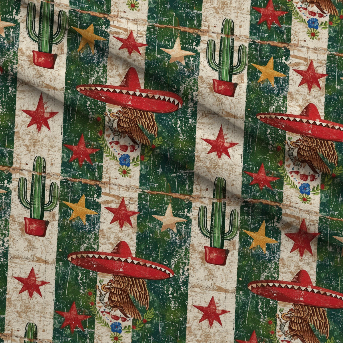Cactus Fiesta Pattern 20 Fleece Fabric — fleece fabric folded close-up preview (mv-fleece-v1:lying)