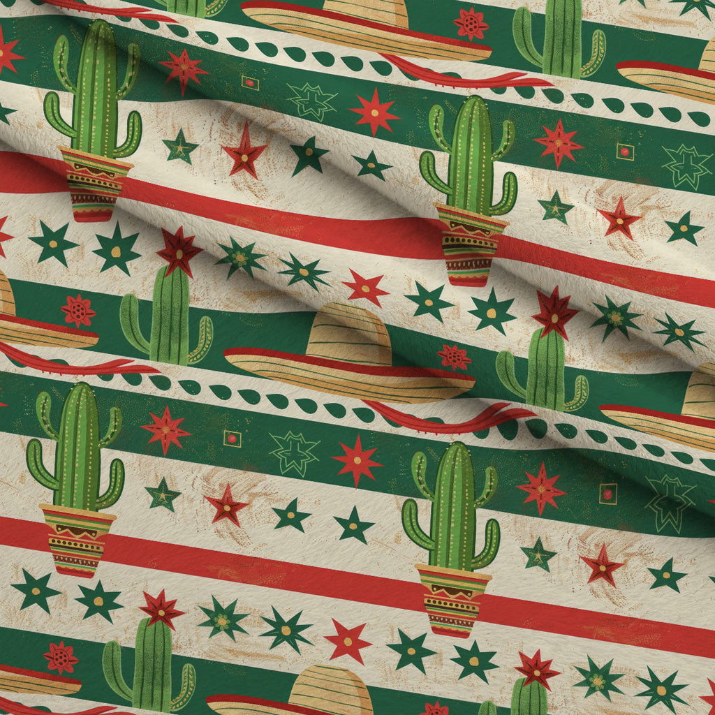 Cactus Fiesta Pattern 21 Fleece Fabric — fleece fabric folded close-up preview (mv-fleece-v1:lying)