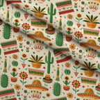 Cactus Fiesta Pattern 23 Fleece Fabric — fleece fabric folded close-up preview (mv-fleece-v1:lying)