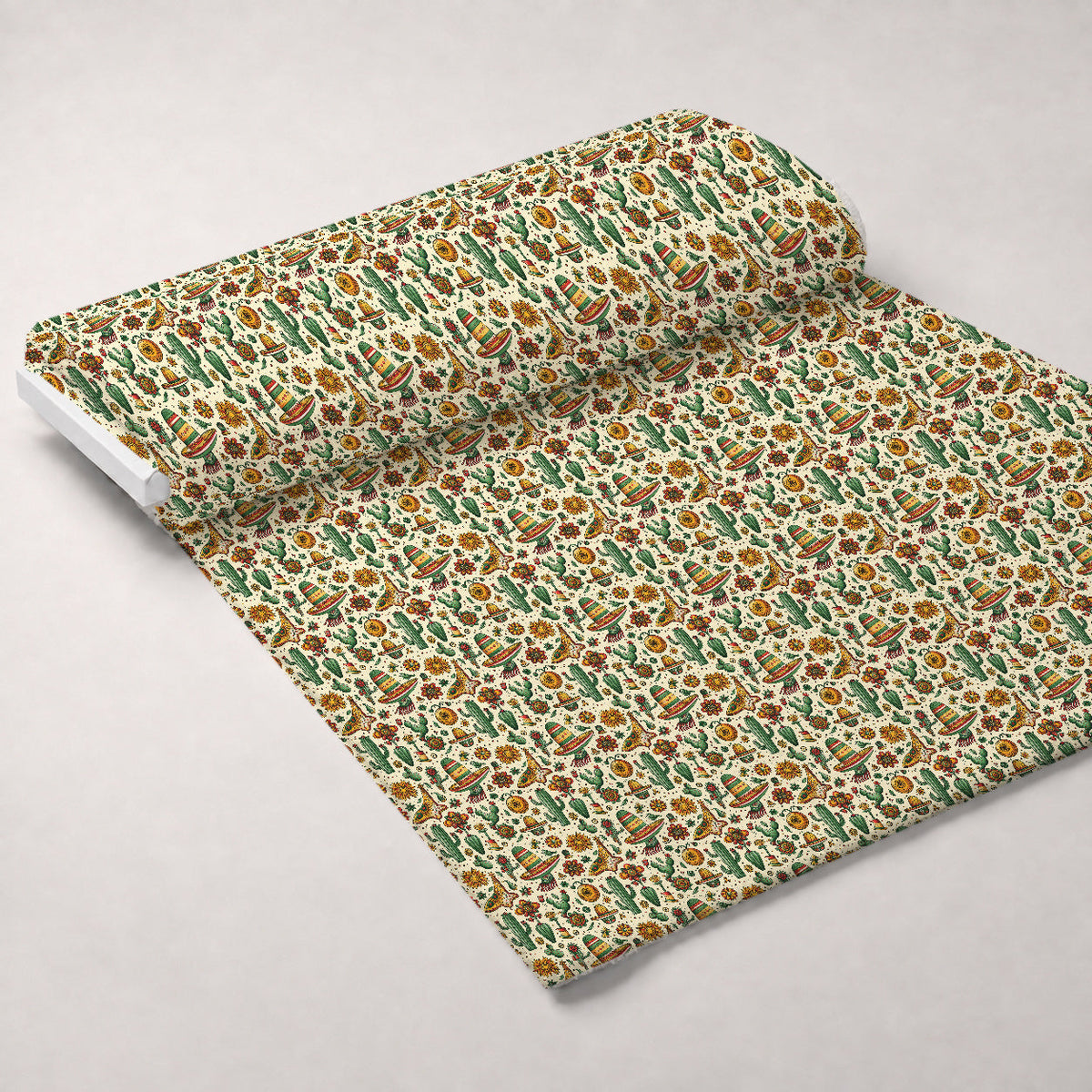 Cactus Fiesta Pattern 3 Fleece Fabric — fleece fabric unrolled bolt preview (mv-fleece-v1:bolt)