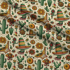 Cactus Fiesta Pattern 3 Fleece Fabric — fleece fabric folded close-up preview (mv-fleece-v1:lying)