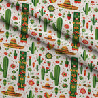 Cactus Fiesta Pattern 4 Fleece Fabric — fleece fabric folded close-up preview (mv-fleece-v1:lying)