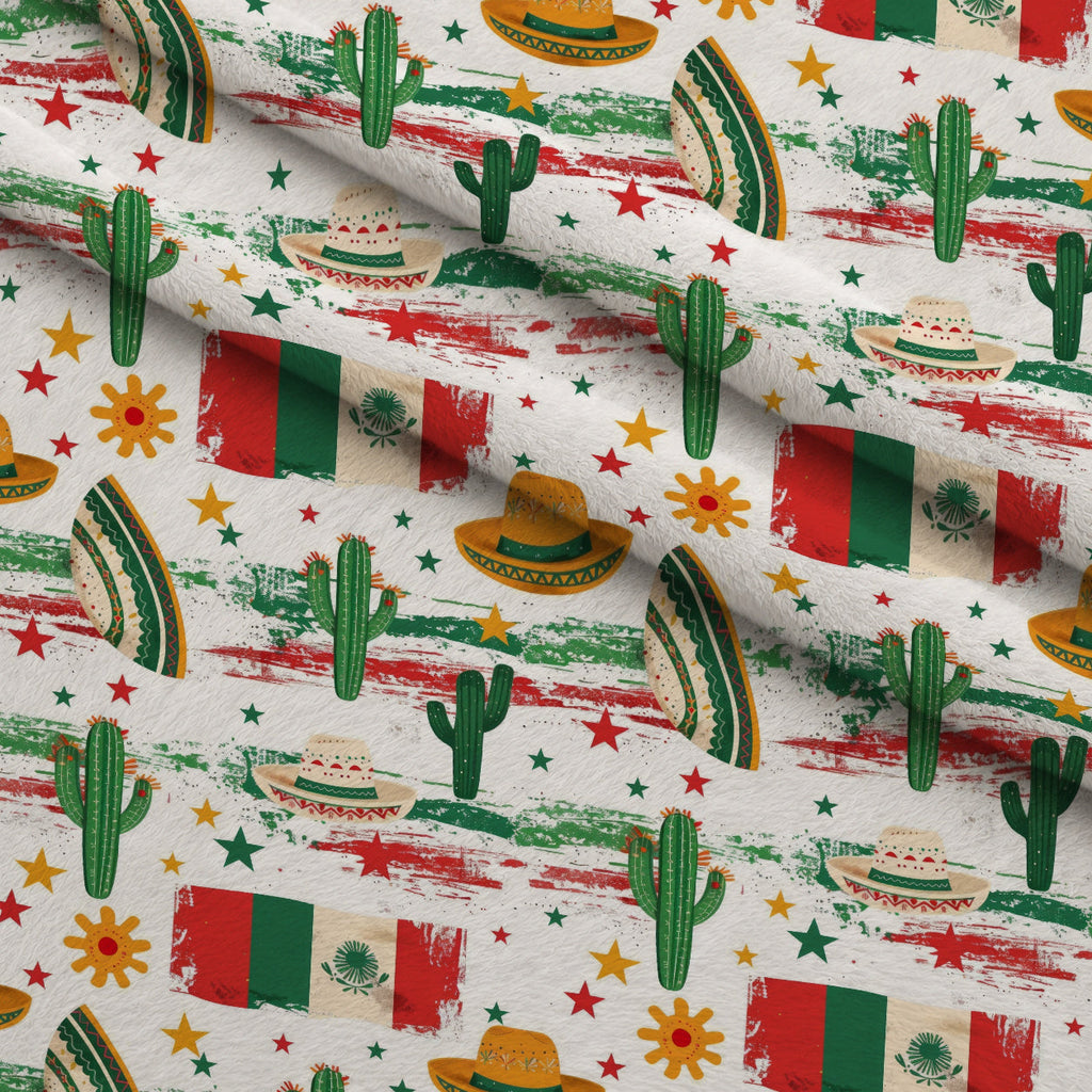 Cactus Fiesta Pattern 6 Fleece Fabric — fleece fabric folded close-up preview (mv-fleece-v1:lying)